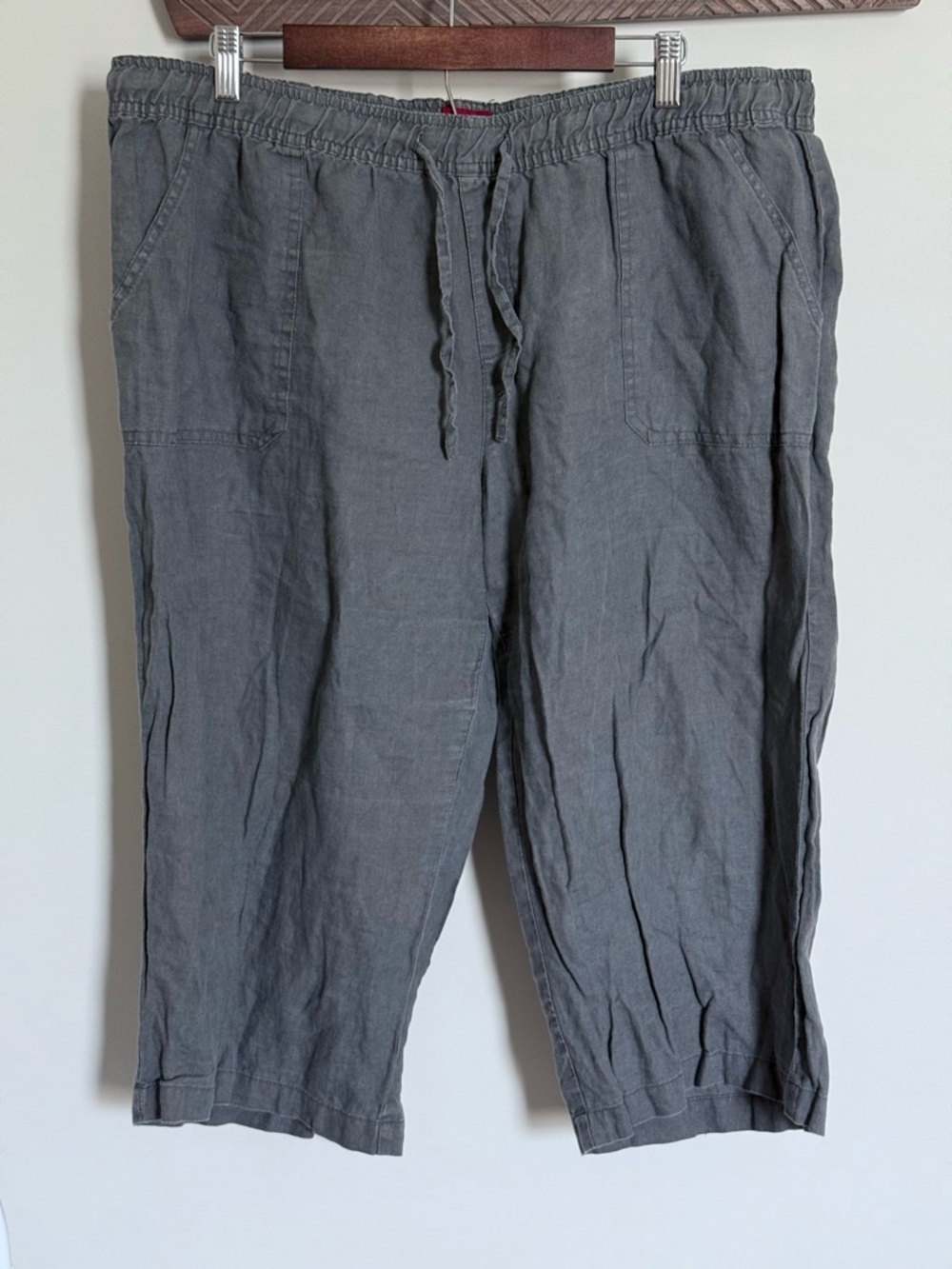 Merona Grey 100% Linen Capri Pants XXL